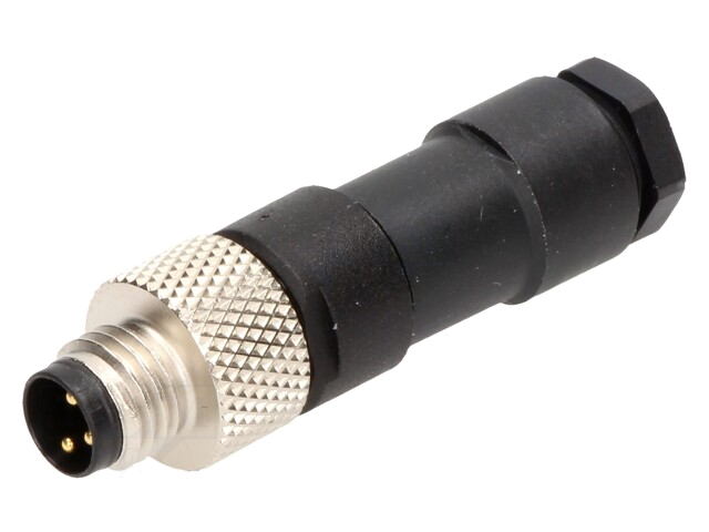 Connector: M8; mannelijk; PIN: 3; recht; voor draad; stekker; 4A Connector: M8; mannelijk; PIN: 3; recht; voor draad; stekker; 4A